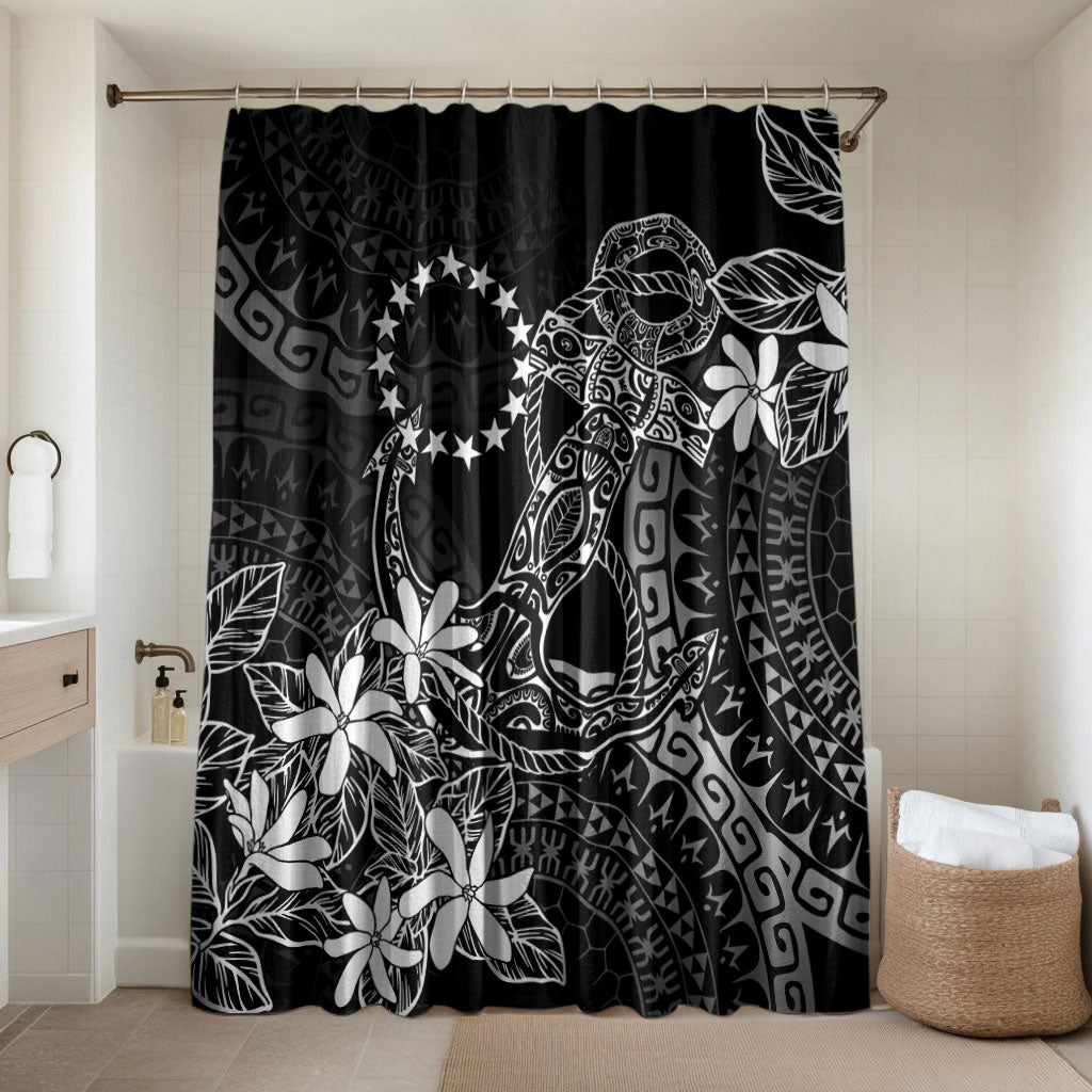 Black Kuki Airani Tapakau Bathroom Set Tribal Anchor Mix Tiare LT7 Shower Curtain Only Black - Polynesian Pride
