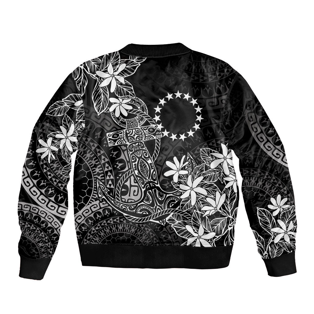 Black Kuki Airani Tapakau Bomber Jacket Tribal Anchor Mix Tiare LT7 - Polynesian Pride