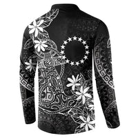 Black Kuki Airani Tapakau Button Sweatshirt Tribal Anchor Mix Tiare LT7 - Polynesian Pride