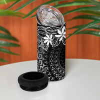 Black Kuki Airani Tapakau 4 in 1 Can Cooler Tumbler Tribal Anchor Mix Tiare