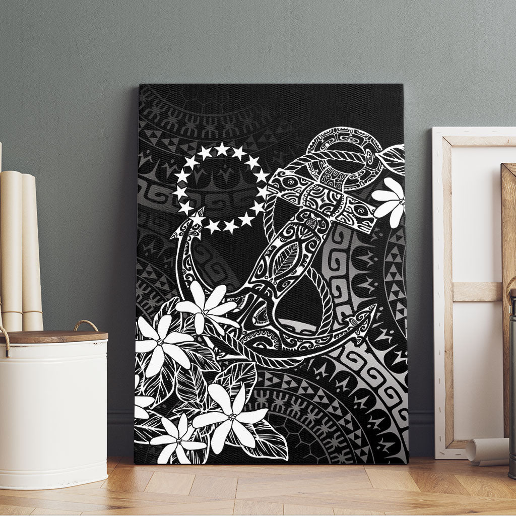 Black Kuki Airani Tapakau Canvas Wall Art Tribal Anchor Mix Tiare