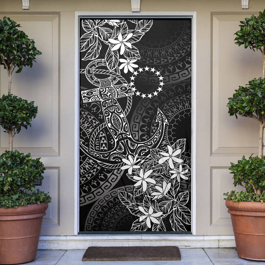 Black Kuki Airani Tapakau Door Cover Tribal Anchor Mix Tiare LT7 Black - Polynesian Pride