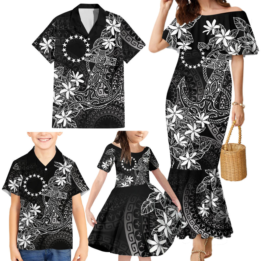 Black Kuki Airani Tapakau Family Matching Mermaid Dress and Hawaiian Shirt Tribal Anchor Mix Tiare LT7 - Polynesian Pride