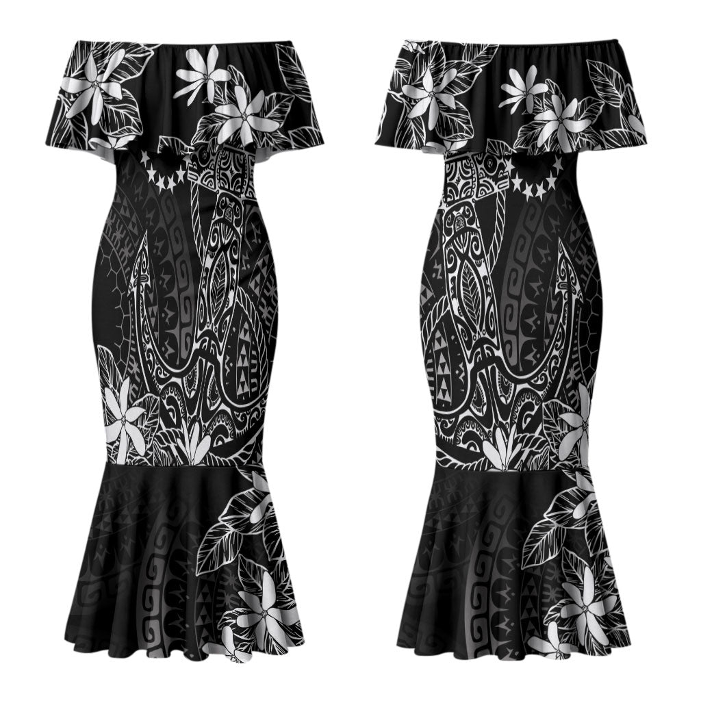 Black Kuki Airani Tapakau Family Matching Mermaid Dress and Hawaiian Shirt Tribal Anchor Mix Tiare LT7 Mom's Dress Black - Polynesian Pride
