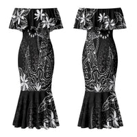 Black Kuki Airani Tapakau Family Matching Mermaid Dress and Hawaiian Shirt Tribal Anchor Mix Tiare LT7 Mom's Dress Black - Polynesian Pride