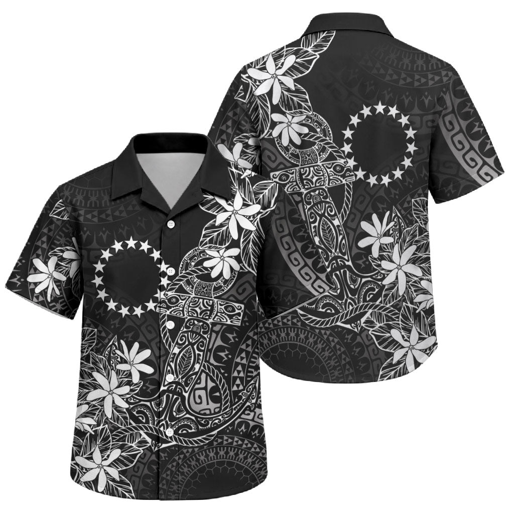 Black Kuki Airani Tapakau Family Matching Off The Shoulder Long Sleeve Dress and Hawaiian Shirt Tribal Anchor Mix Tiare LT7 Son's Shirt Black - Polynesian Pride