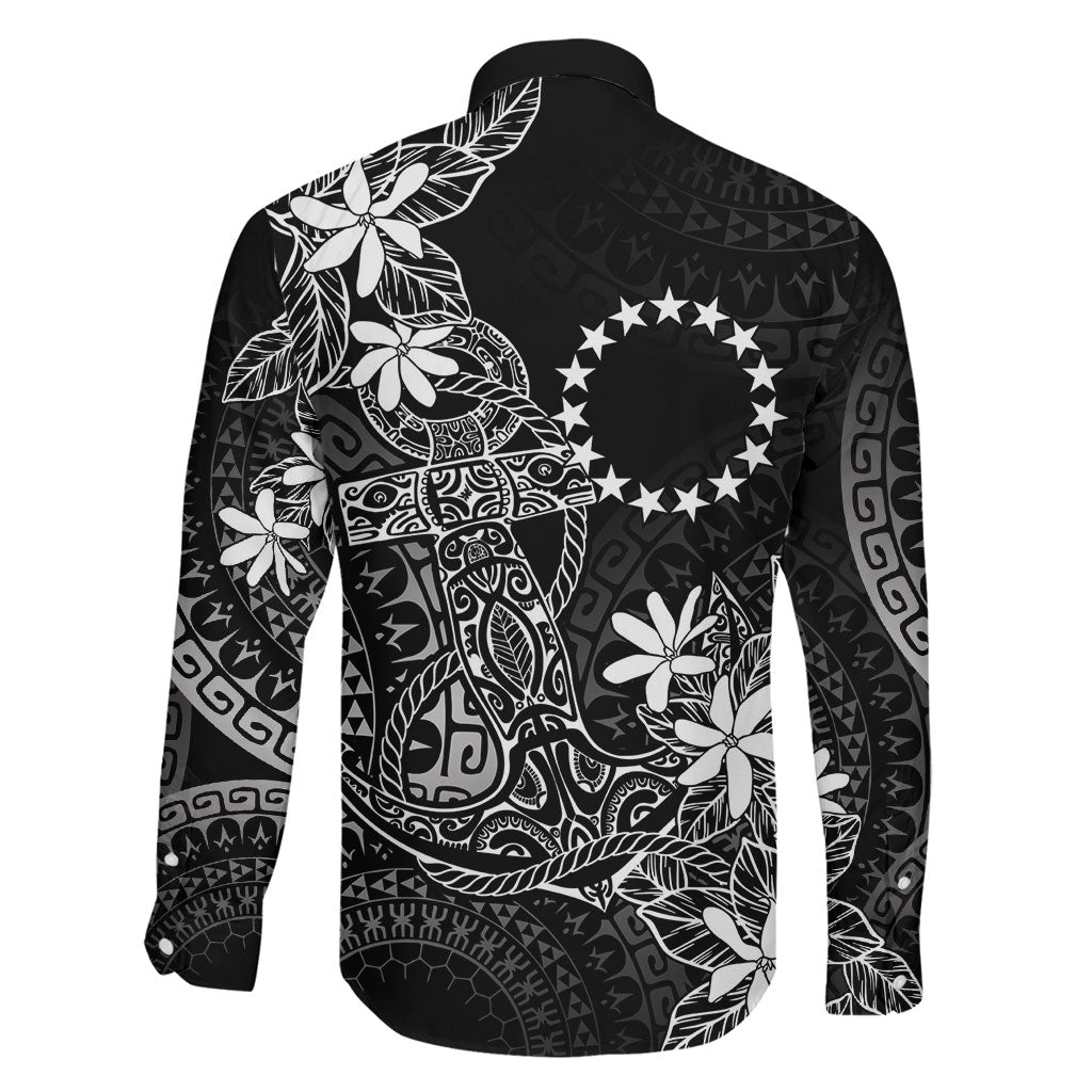 Black Kuki Airani Tapakau Family Matching Off Shoulder Short Dress and Hawaiian Shirt Tribal Anchor Mix Tiare