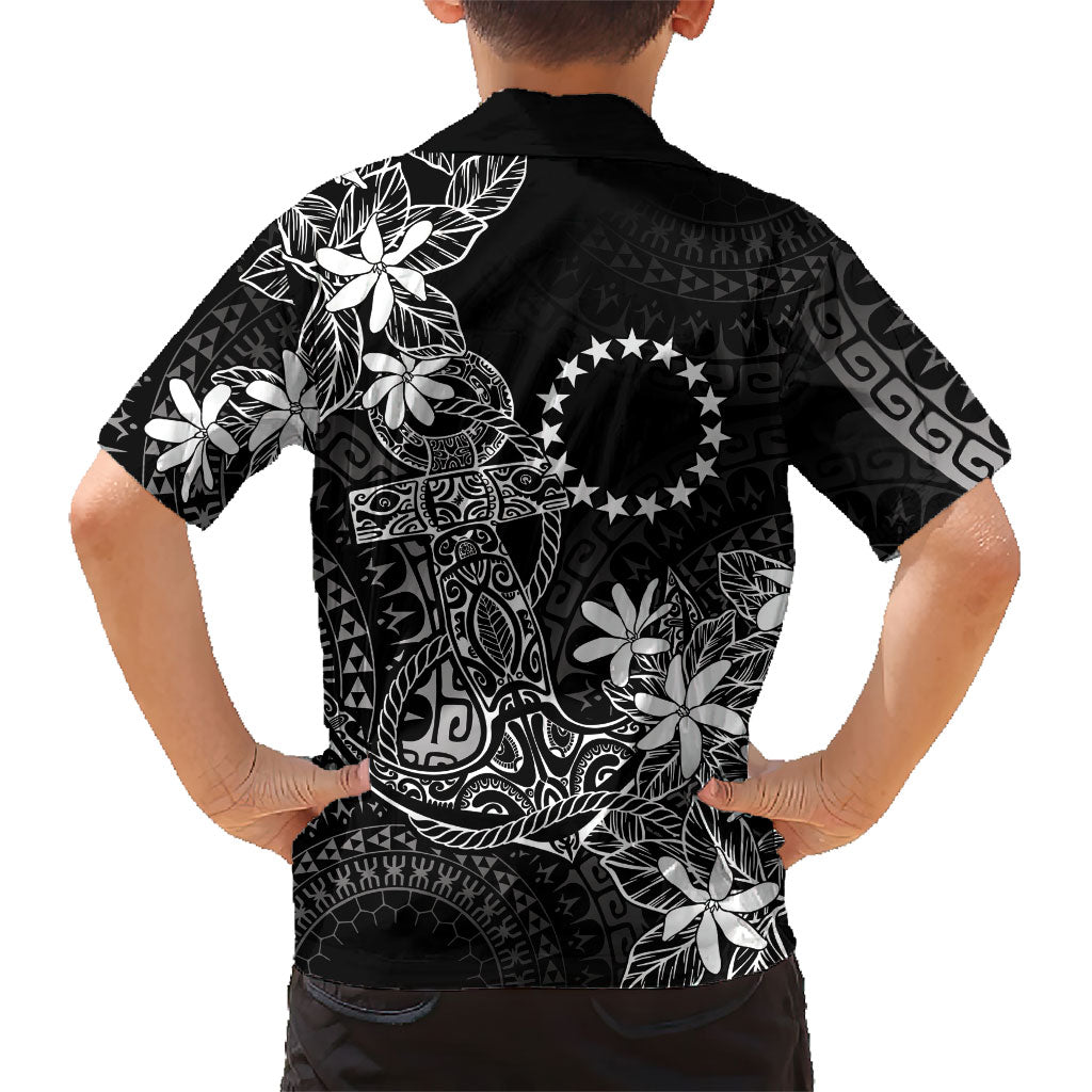 Black Kuki Airani Tapakau Family Matching Summer Maxi Dress and Hawaiian Shirt Tribal Anchor Mix Tiare