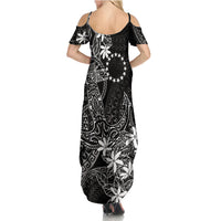Black Kuki Airani Tapakau Family Matching Summer Maxi Dress and Hawaiian Shirt Tribal Anchor Mix Tiare
