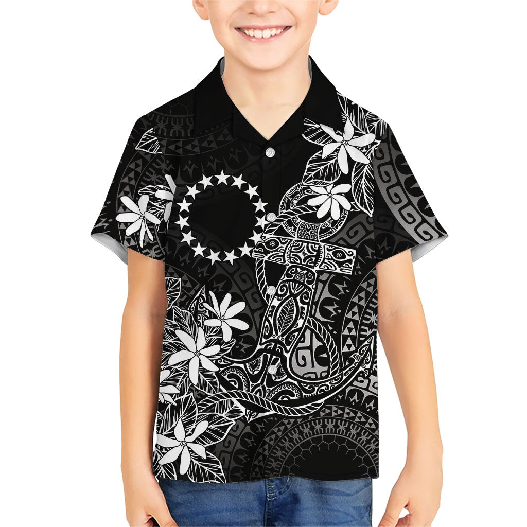 Black Kuki Airani Tapakau Family Matching Summer Maxi Dress and Hawaiian Shirt Tribal Anchor Mix Tiare