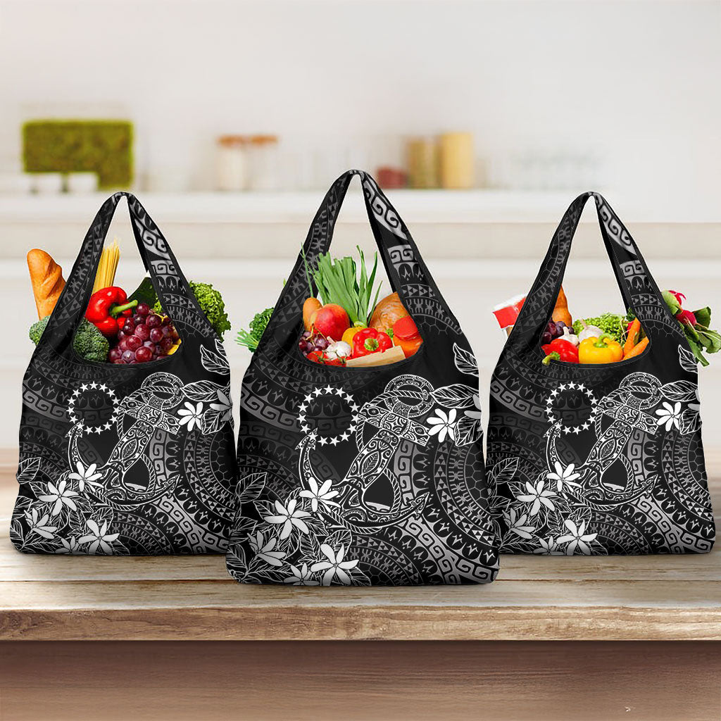 Black Kuki Airani Tapakau Grocery Bag Tribal Anchor Mix Tiare LT7 3-pack One Size Black - Polynesian Pride