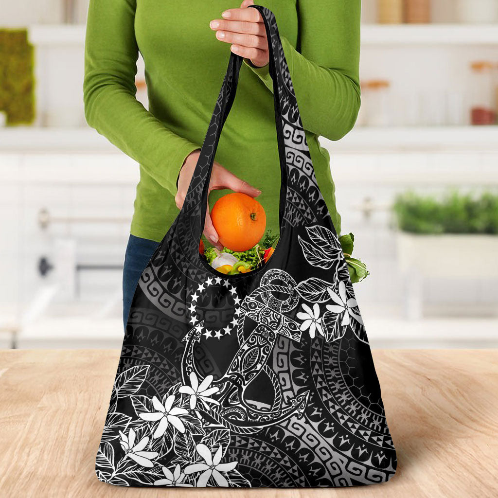 Black Kuki Airani Tapakau Grocery Bag Tribal Anchor Mix Tiare LT7 - Polynesian Pride