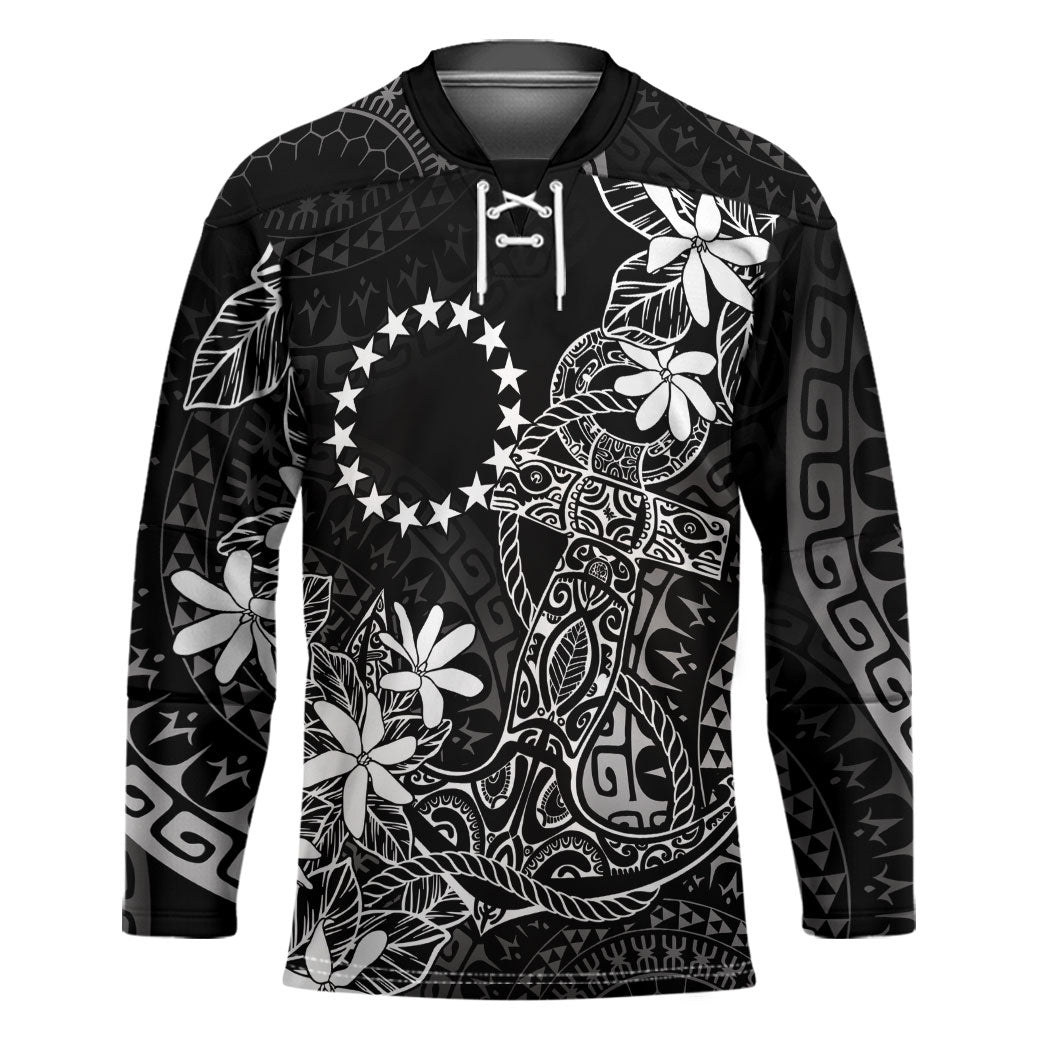 Black Kuki Airani Tapakau Hockey Jersey Tribal Anchor Mix Tiare LT7 Unisex Black - Polynesian Pride