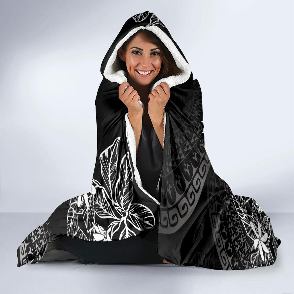 Black Kuki Airani Tapakau Hooded Blanket Tribal Anchor Mix Tiare