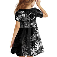 Black Kuki Airani Tapakau Kid Short Sleeve Dress Tribal Anchor Mix Tiare