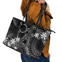 Black Kuki Airani Tapakau Leather Tote Bag Tribal Anchor Mix Tiare