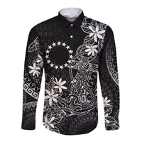 Black Kuki Airani Tapakau Long Sleeve Button Shirt Tribal Anchor Mix Tiare LT7 Unisex Black - Polynesian Pride