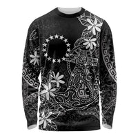 Black Kuki Airani Tapakau Long Sleeve Shirt Tribal Anchor Mix Tiare LT7 Unisex Black - Polynesian Pride