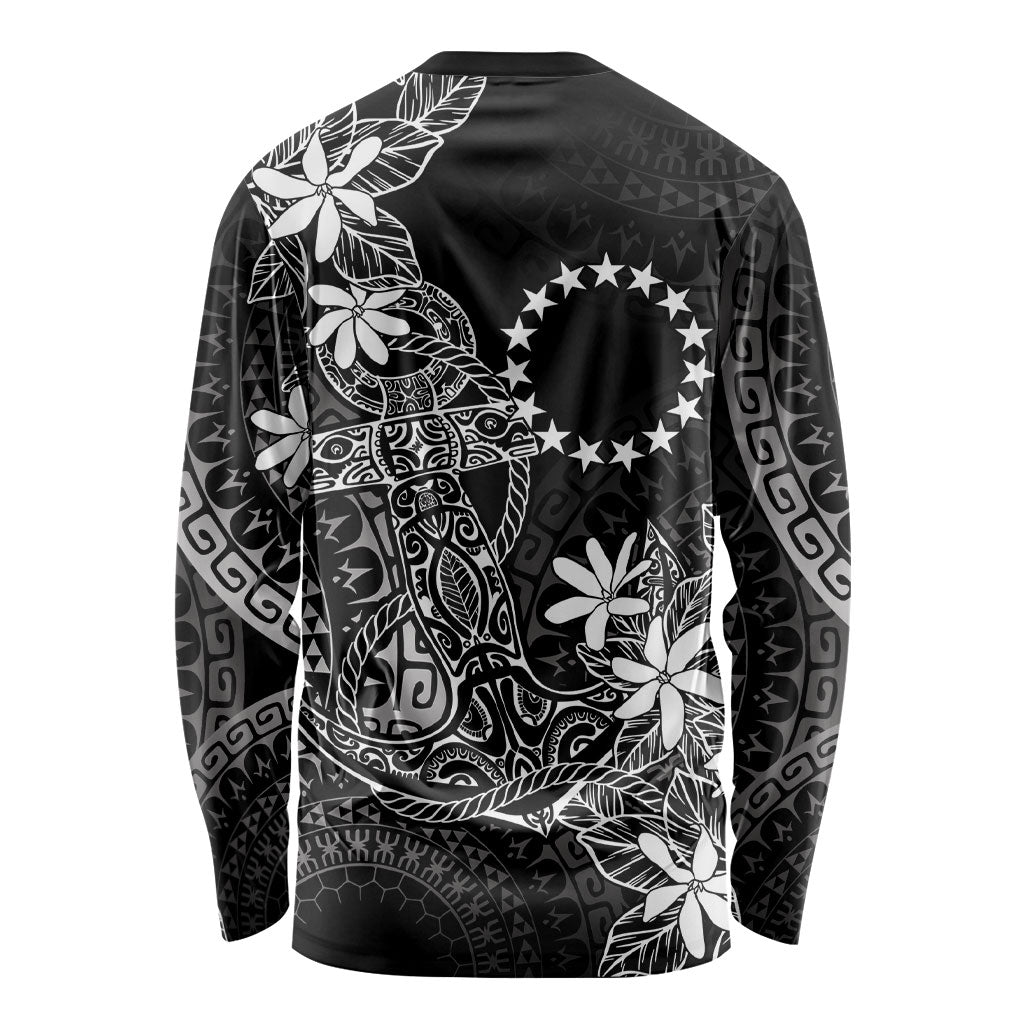 Black Kuki Airani Tapakau Long Sleeve Shirt Tribal Anchor Mix Tiare LT7 - Polynesian Pride