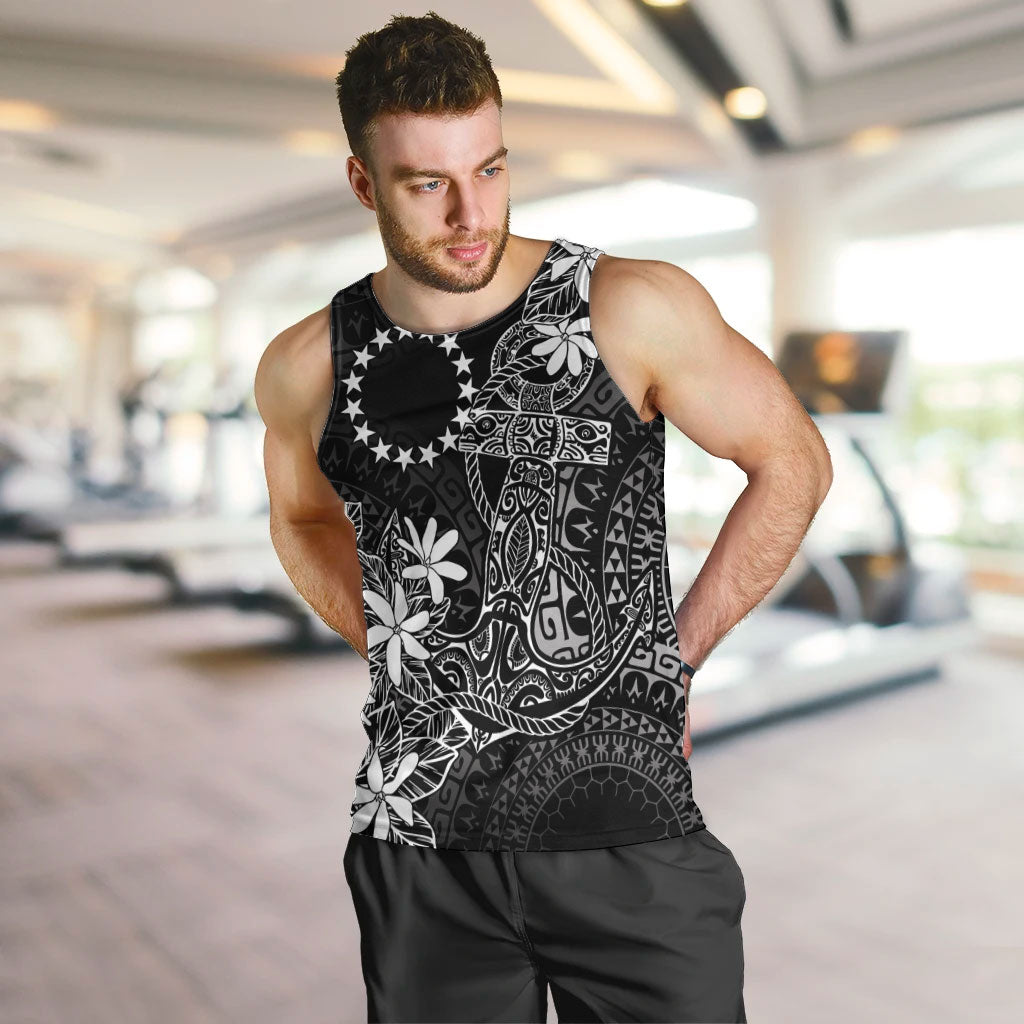 Black Kuki Airani Tapakau Men Tank Top Tribal Anchor Mix Tiare LT7 Black - Polynesian Pride