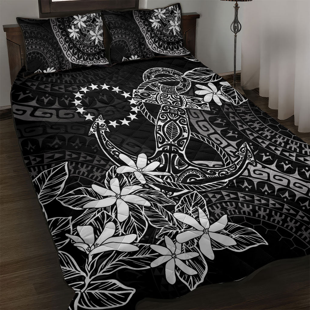 Black Kuki Airani Tapakau Quilt Bed Set Tribal Anchor Mix Tiare LT7 Black - Polynesian Pride