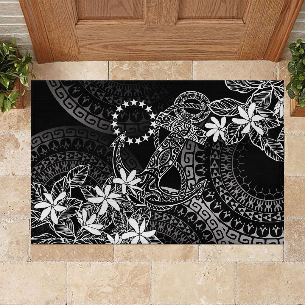 Black Kuki Airani Tapakau Rubber Doormat Tribal Anchor Mix Tiare LT7 Black - Polynesian Pride