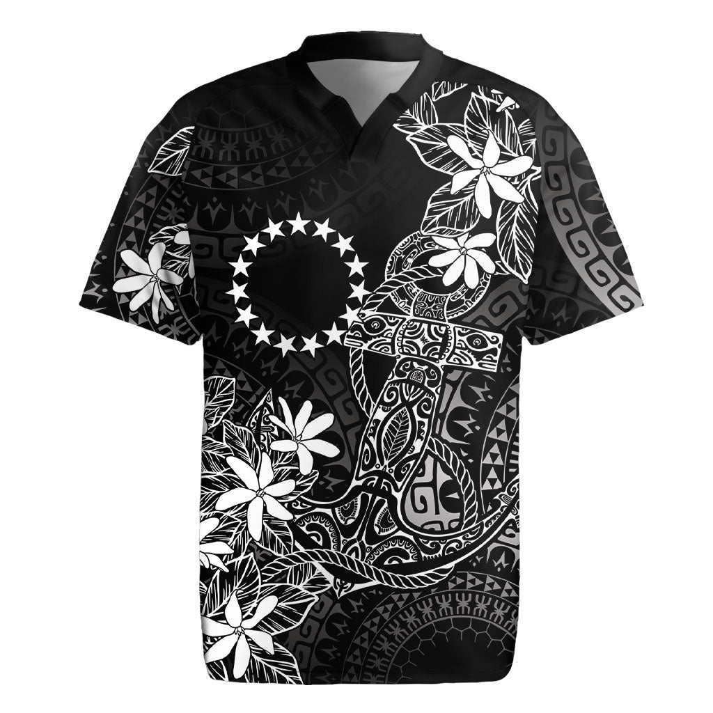 Black Kuki Airani Tapakau Rugby Jersey Tribal Anchor Mix Tiare LT7 Black - Polynesian Pride
