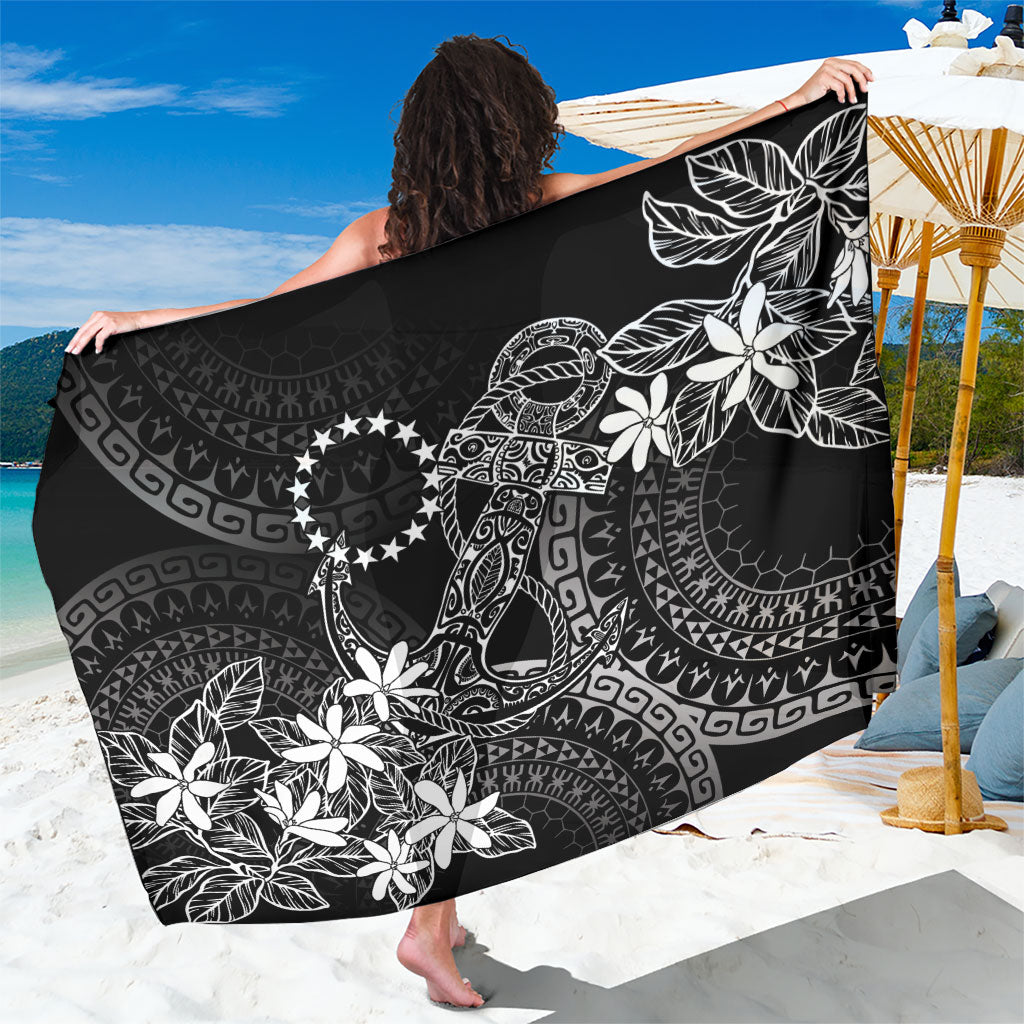 Black Kuki Airani Tapakau Sarong Tribal Anchor Mix Tiare LT7 One Size 44 x 66 inches Black - Polynesian Pride