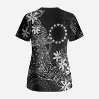 Black Kuki Airani Tapakau Scrub Top Tribal Anchor Mix Tiare LT7 - Polynesian Pride