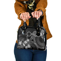 Black Kuki Airani Tapakau Shoulder Handbag Tribal Anchor Mix Tiare