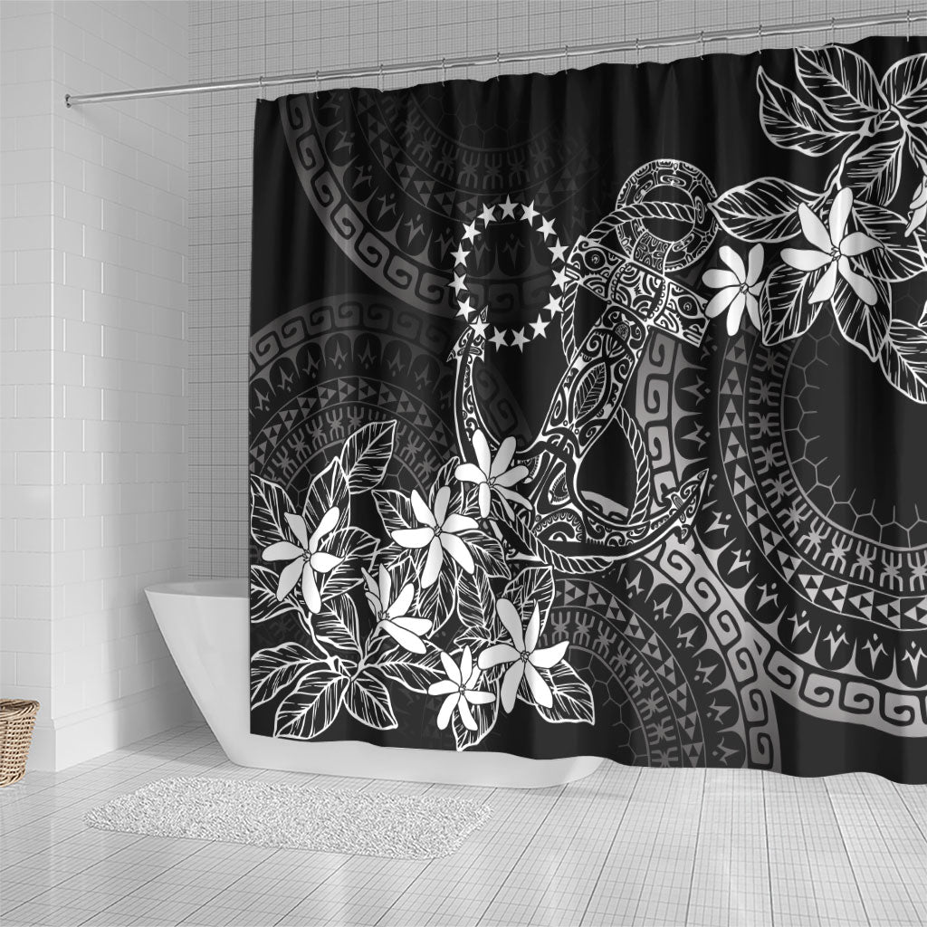 Black Kuki Airani Tapakau Shower Curtain Tribal Anchor Mix Tiare