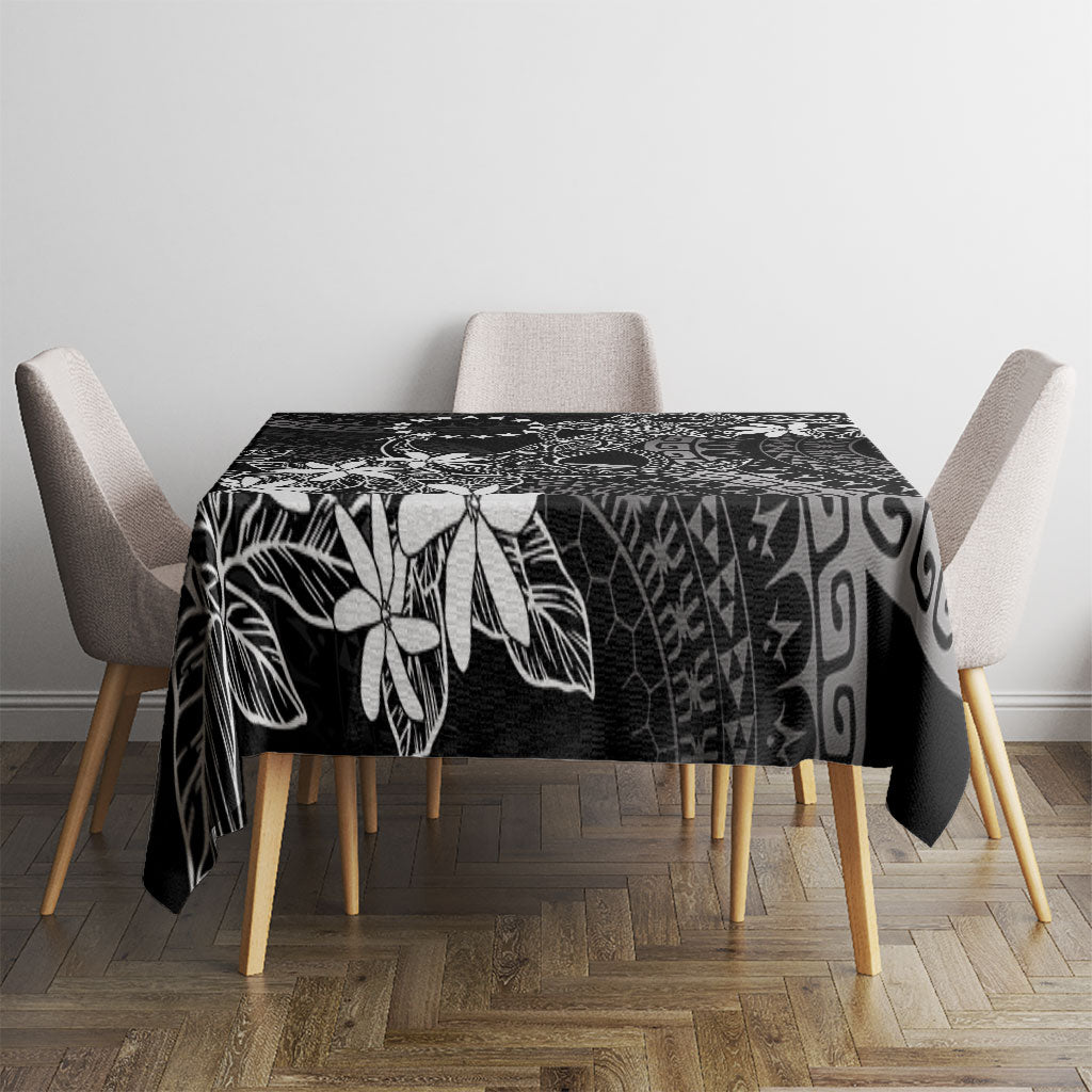 Black Kuki Airani Tapakau Tablecloth Tribal Anchor Mix Tiare LT7 - Polynesian Pride