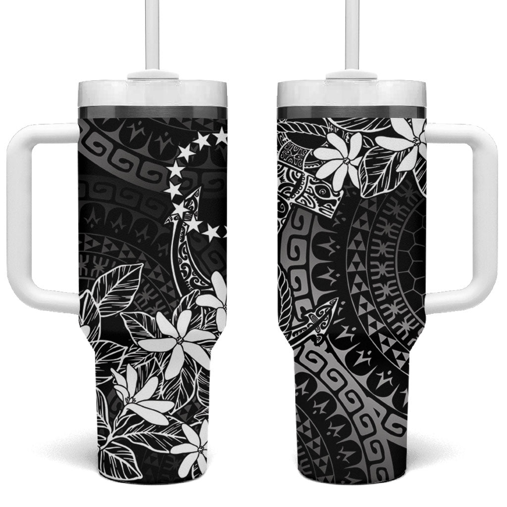 Black Kuki Airani Tapakau Tumbler With Handle Tribal Anchor Mix Tiare