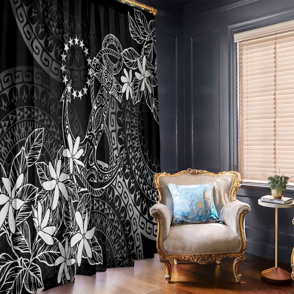 Black Kuki Airani Tapakau Window Curtain Tribal Anchor Mix Tiare