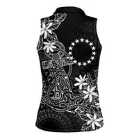 Black Kuki Airani Tapakau Women Sleeveless Polo Shirt Tribal Anchor Mix Tiare