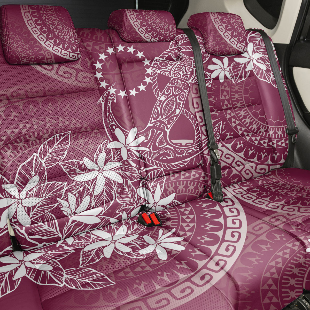 Maroon Kuki Airani Tapakau Back Car Seat Cover Tribal Anchor Mix Tiare LT7 - Polynesian Pride
