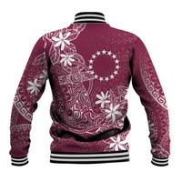Maroon Kuki Airani Tapakau Baseball Jacket Tribal Anchor Mix Tiare LT7 - Polynesian Pride