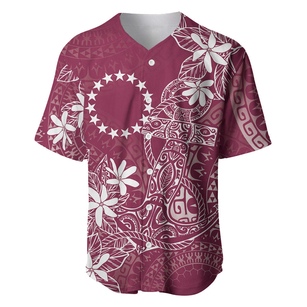 Maroon Kuki Airani Tapakau Baseball Jersey Tribal Anchor Mix Tiare LT7 Maroon - Polynesian Pride