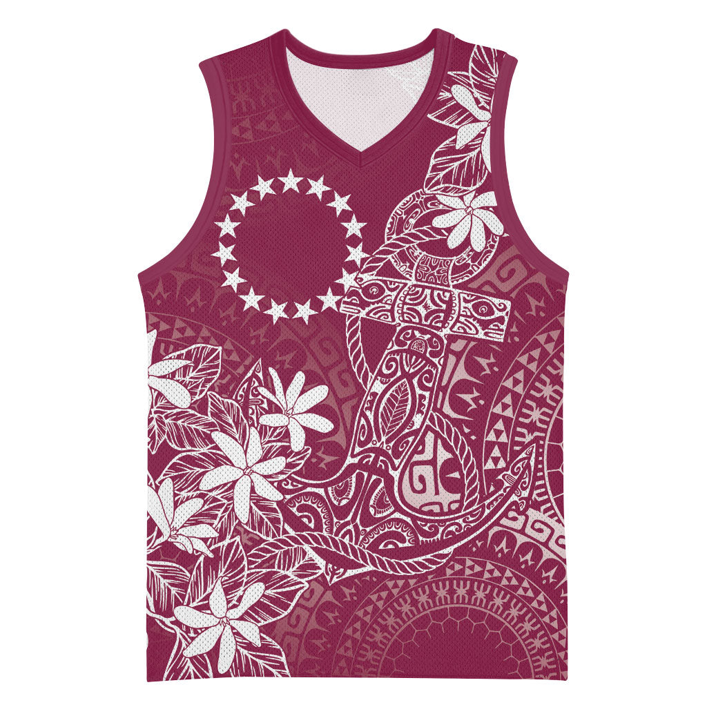 Maroon Kuki Airani Tapakau Basketball Jersey Tribal Anchor Mix Tiare LT7 Unisex Maroon - Polynesian Pride