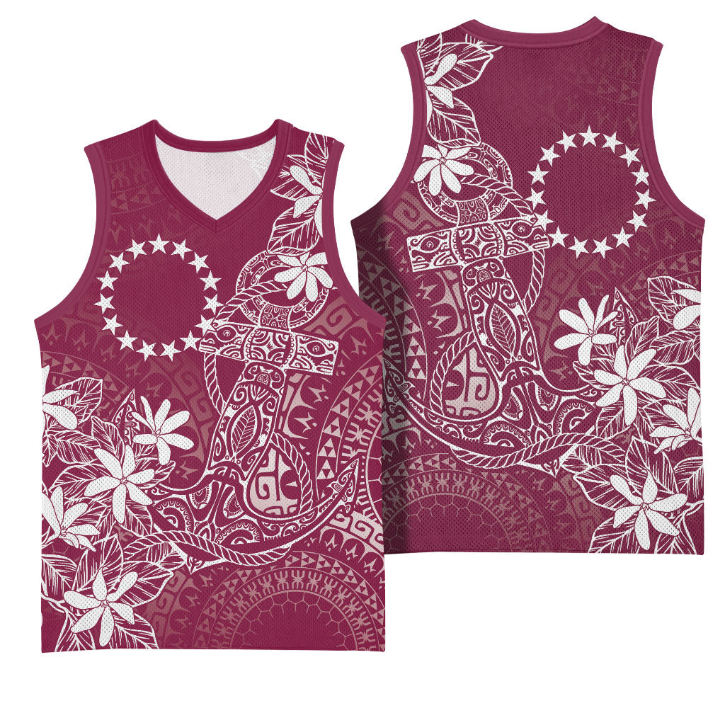 Maroon Kuki Airani Tapakau Basketball Jersey Tribal Anchor Mix Tiare LT7 - Polynesian Pride