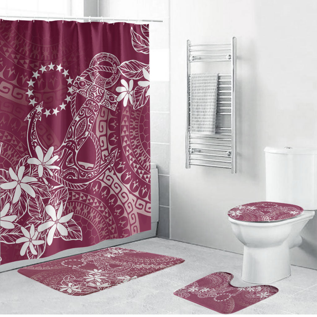 Maroon Kuki Airani Tapakau Bathroom Set Tribal Anchor Mix Tiare LT7 Bathroom Set (4 pcs) Maroon - Polynesian Pride