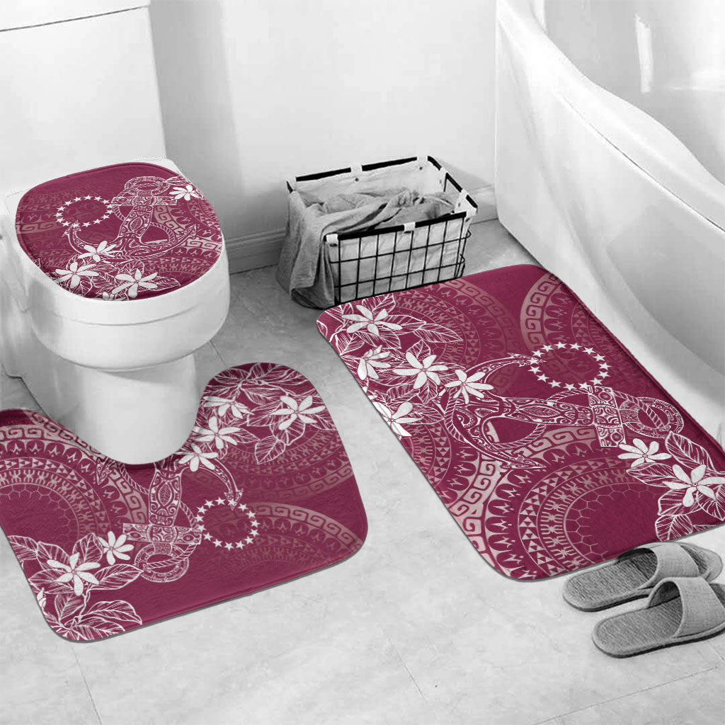 Maroon Kuki Airani Tapakau Bathroom Set Tribal Anchor Mix Tiare LT7 Mat Set Only (3 pcs) One Size Maroon - Polynesian Pride