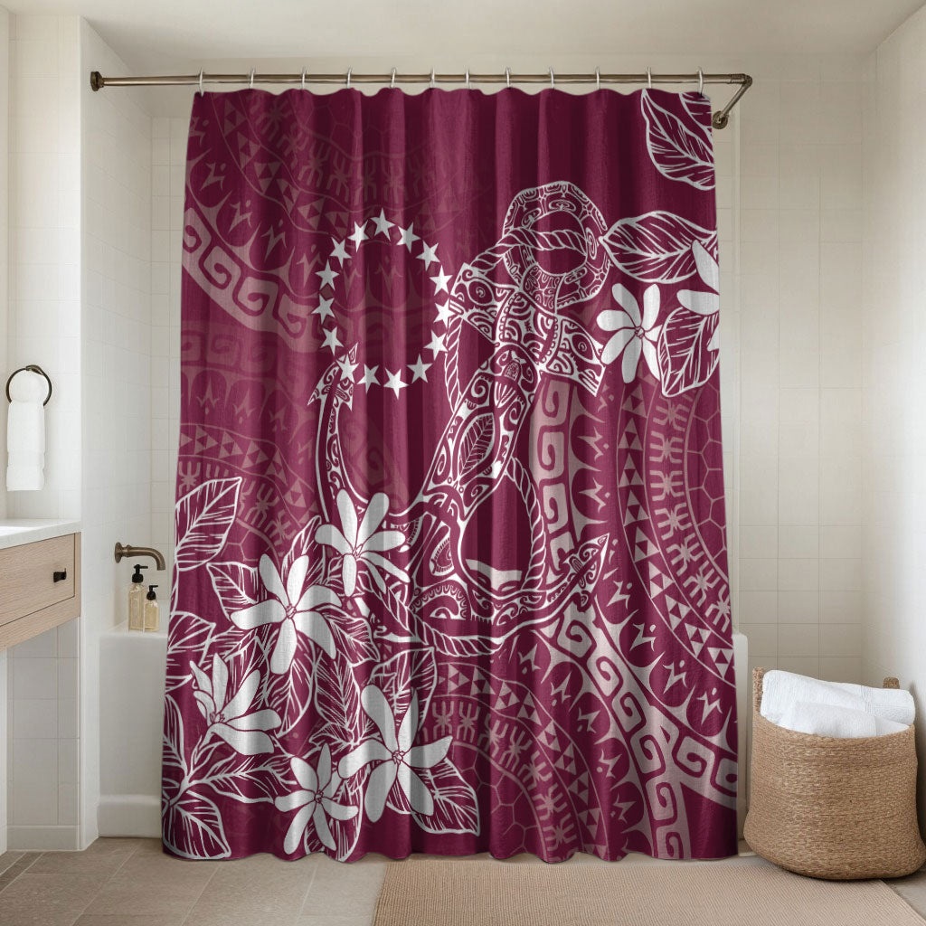 Maroon Kuki Airani Tapakau Bathroom Set Tribal Anchor Mix Tiare LT7 Shower Curtain Only Maroon - Polynesian Pride