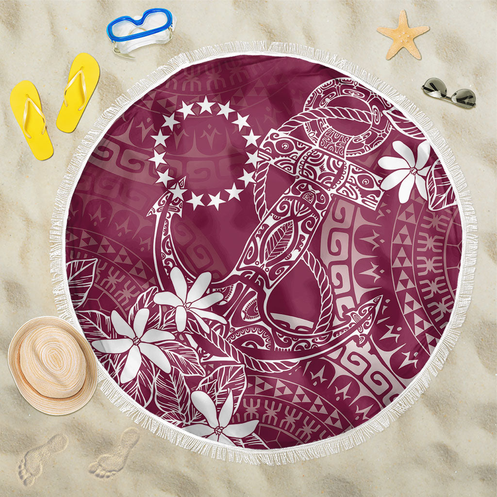 Maroon Kuki Airani Tapakau Beach Blanket Tribal Anchor Mix Tiare LT7 One Size 150cm Maroon - Polynesian Pride
