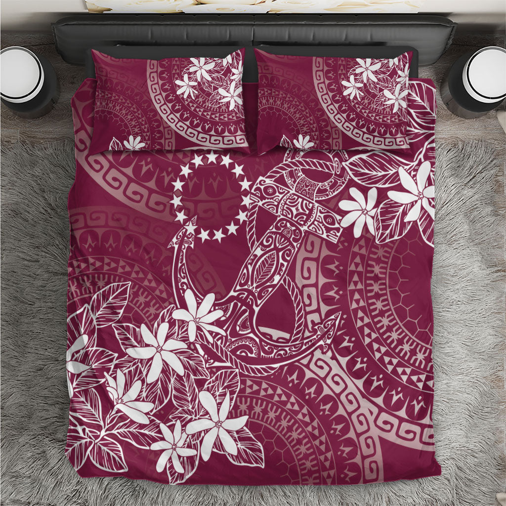 Maroon Kuki Airani Tapakau Bedding Set Tribal Anchor Mix Tiare LT7 Maroon - Polynesian Pride