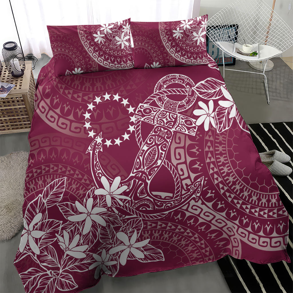 Maroon Kuki Airani Tapakau Bedding Set Tribal Anchor Mix Tiare LT7 - Polynesian Pride