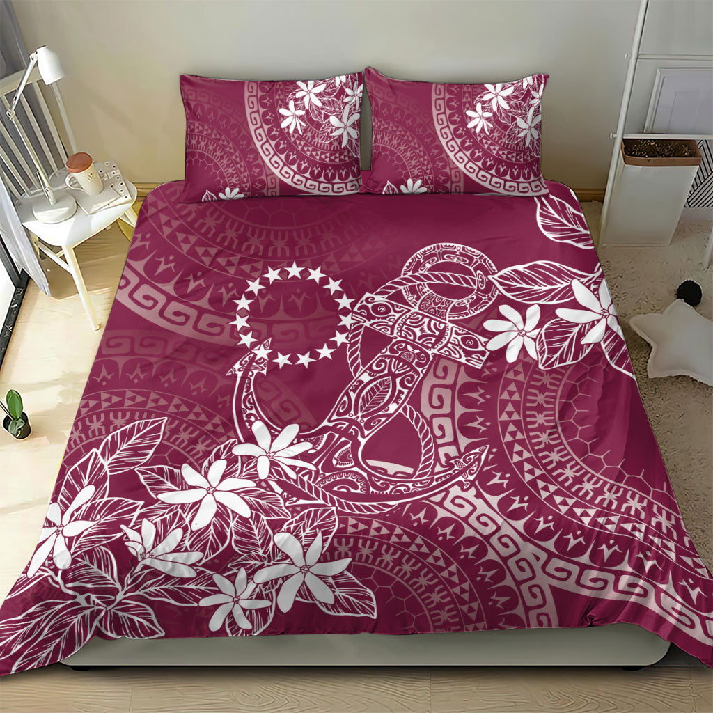 Maroon Kuki Airani Tapakau Bedding Set Tribal Anchor Mix Tiare LT7 - Polynesian Pride