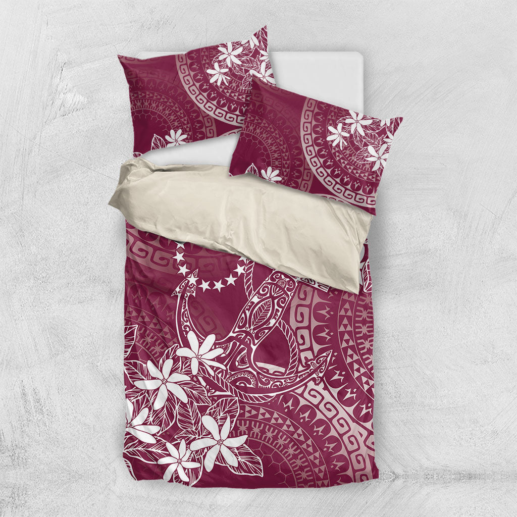 Maroon Kuki Airani Tapakau Bedding Set Tribal Anchor Mix Tiare LT7 US Twin 172cm x 218cm Maroon - Polynesian Pride