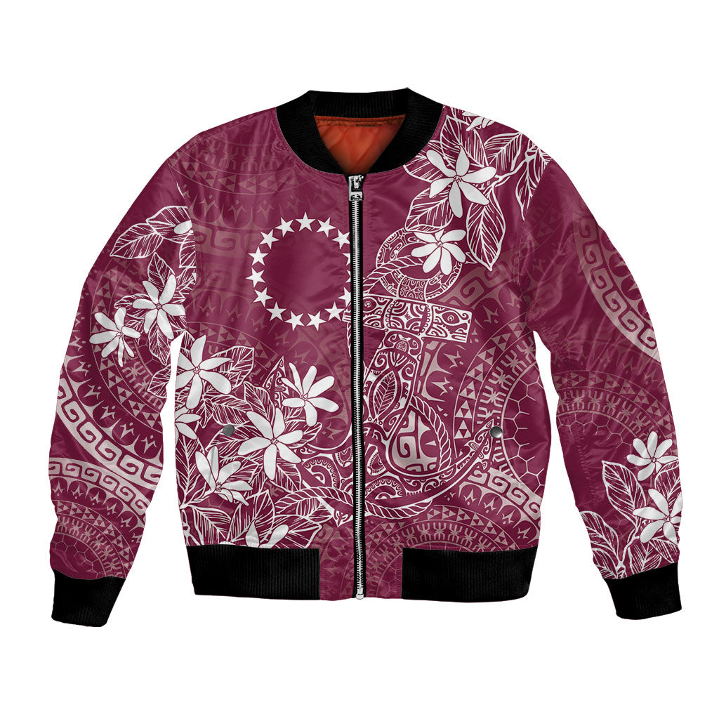 Maroon Kuki Airani Tapakau Bomber Jacket Tribal Anchor Mix Tiare LT7 Unisex Maroon - Polynesian Pride