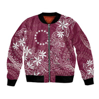 Maroon Kuki Airani Tapakau Bomber Jacket Tribal Anchor Mix Tiare LT7 Unisex Maroon - Polynesian Pride